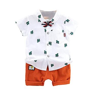 Imagem de Conjunto de roupas de algodão e linho Mercatoo para meninos pequenos, manga curta, estampa de urso, camiseta e short, 12-18 Meses