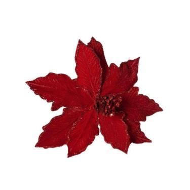 Imagem de Flor Natalina Poinsétia Vermelha Veludo 55cm 55cm