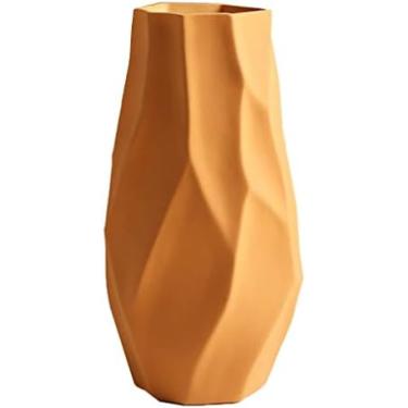 Imagem de Vasos De Cerâmica Para Flores, Vaso De Flor Nórdico Grande, Vaso Decorativo Em Forma De Origami, Vaso De Mesa Para Sala De Estar, Armário De TV, Arranjo De Flores, Decoração,Laranja,YUYANAIAI