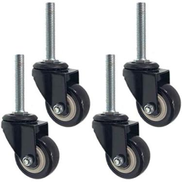 Imagem de Rodízios De Haste Giratória De 2 Polegadas Rodízios Industriais De Poliuretano Com Haste Rosqueada, Substituição Para Móveis E Bancadas, Roda De Carrinho, Rolamento Duplo, Carga 150 Kg, Conjunto D