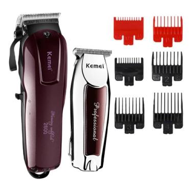 Imagem de Kit Barbeiro Maquina Corte Profissional Kemei 2600 + Km9163 cortador cabelo, maquina de cabelo, cortador de cabelo, kit cabeleireiro, kit completo para barbeiro, navalha, Kit barbe