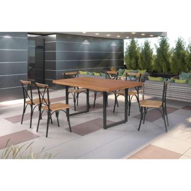 Imagem de Conjunto de mesa para área externa 6 cadeiras 1,60x0,90m - Lais - Metal Art