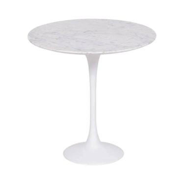 Imagem de Mesa Saarinen Lateral Carrara 42cm - Base Branca