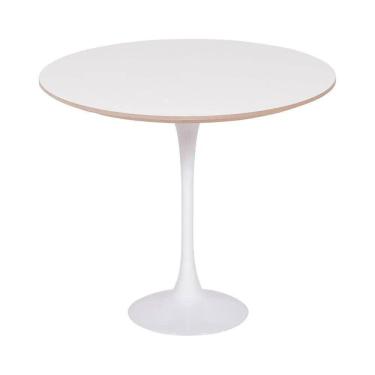 Imagem de Mesa Saarinen Lateral Fórmica Branca 42cm - Base Branca