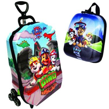 Imagem de Mochila de Rodinhas Mochilete 3D com Rodinha Tripla + Lancheira Paw Patrol Dino Maxtoy Diplomata