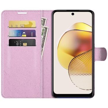 Imagem de Capa Capinha Carteira Para Motorola Moto G73 Tela De 6.5 Case Flip Couro (Rosa)