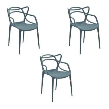 Imagem de Kit 3 Cadeiras Decorativas Sala E Cozinha Feliti (Pp) Verde Petróleo G