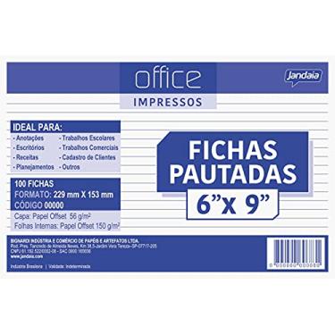 Imagem de jandaia Ficha Pautada 6x9 228x152 mm 100 Folhas, 69743-77
