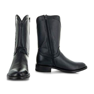 Imagem de Soto Boots Botas masculinas Roper Cowboy, couro legítimo, botas de caubói masculinas, botas ocidentais H4003, Preto, 43