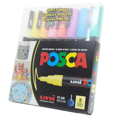 Imagem de Caneta Posca Uni-ball PC-3M Soft Colors Tons Pastel 8 Cores