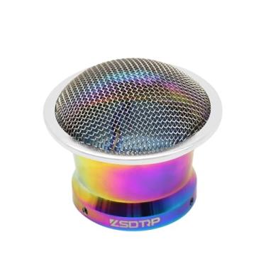 Imagem de ZSDTRP Filtro de ar do carburador, pilha de velocidade limpa, 50 mm, liga de alumínio CNC curta com malha SUS304 para PW-K 21-30 mm, PE28-30 mm Carb Moped Pit Dirt Bike ATV Scooter (colorido, 50 mm