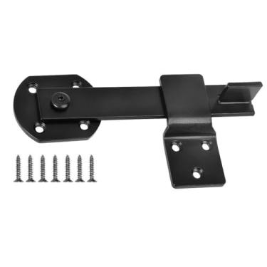 Imagem de Fechadura de porta rústica para barra, porta de armário de 16,5 cm de comprimento, resistente com revestimento em pó de ferro (1 conjunto, preto)