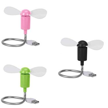 Imagem de Mini ventilador de resfriamento móvel alimentado por USB flexível com pescoço de ganso soprador de ar para desktop, computador, laptop, notebook, tablet, pacote com 3 (rosa) / verde/preto)