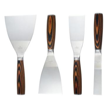 Imagem de SZITW 4 PCS Espátula Raspador Conjunto de Faca Spackle de Aço Inoxidável (1/2/3/4in) Ferramenta Raspador de Pintura com Cabo de Madeira Faca de para Drywall Raspagem Gesso para Espalhar
