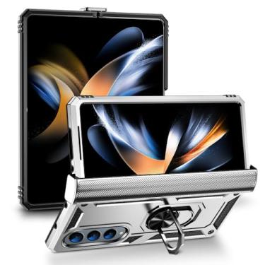 Imagem de Capa de telefone anti-queda com dobradiça para Samsung Galaxy Z Fold 5 Fold5 Fold4 Fold 4 5G Zfold5 Anel de metal com suporte para celular, Z3, para Z Fold 4