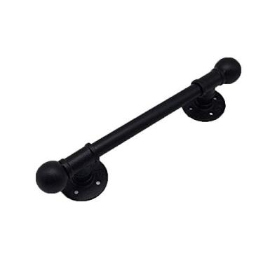 Imagem de Tratamento de superfície de aço inoxidável de qualidade de material industrial puxadores de tubo de água de ferro preto puxador de guarda-roupa maçaneta de porta resistente decoração de casa adequada