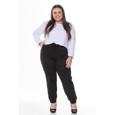 Imagem de Calça Feminina Plus Size Jogger Suede Zipituka 963 Preto - Preto - G3-Feminino
