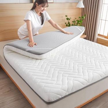 Imagem de DAHONGZI Colchão japonês futon de chão dobrável dobrável para adultos Topper tamanho casal (branco, 80 x 190 cm))