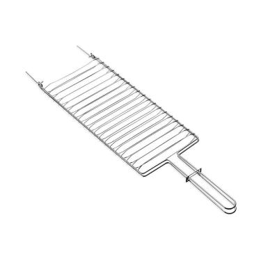 Imagem de Grelha Dupla para Churrasco Carne Frango Peixe Inox 42x23cm Tramontina