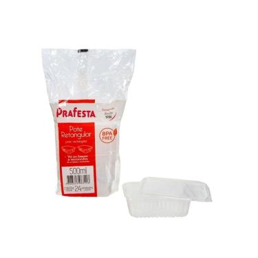 Imagem de Pote Retangular 500Ml. C/ Tampa C/6X24 Un. (Prafesta)