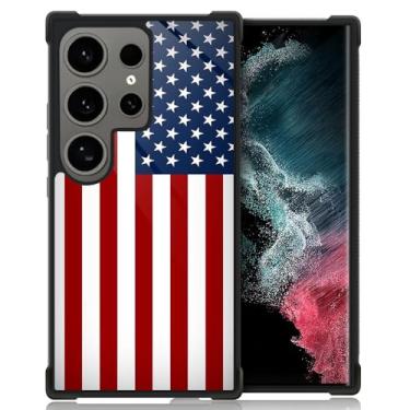 Imagem de CARLOCA Capa compatível com Samsung Galaxy S24 Ultra, padrão de bandeiras americanas vermelhas e azuis ultra proteção à prova de choque macio de silicone TPU antiderrapante traseira para Samsung