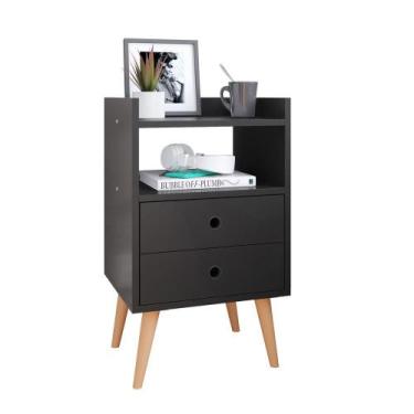 Imagem de Mesa de Cabeceira Moderna Mesinha Apoio Cama Retrô Gavetas Organizador