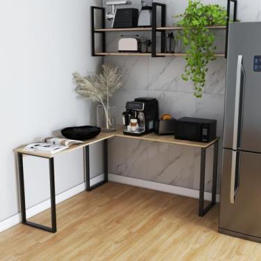 Imagem de Mesa Em L Industrial para Escritório  Versatilidade para Quarto e Vers