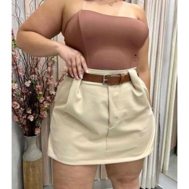 Imagem de Short Saia Plus Size Alfaiataria Cinto Bolsos na Lateral Conforto Esti