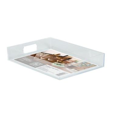 Imagem de Bandeja Em Acrílico Cristal Prática 35x26x6 Cm Com Alça - Paramount