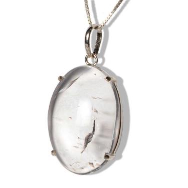 Imagem de Colar Cabochão Quartzo Cristal Prata 950 Garra