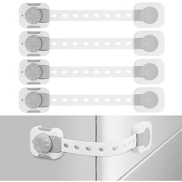Imagem de Songaa Fechaduras de alça para armários de segurança infantil pacote com 4 - travas ajustáveis para armário à prova de bebês para gavetas, forno, máquina de lavar louça, geladeira, assento de vaso