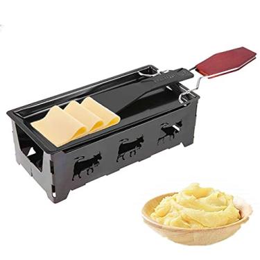 Imagem de FantasyDay Conjunto de mini raclette, portátil, dobrável, antiaderente, assadeira, fogão, adequado para queijo, carne, peixe e legumes (não inclui velas)