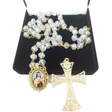 Imagem de Terço De Noiva Banhado a Ouro Cristal Boreal Santa Terezinha - Evangel