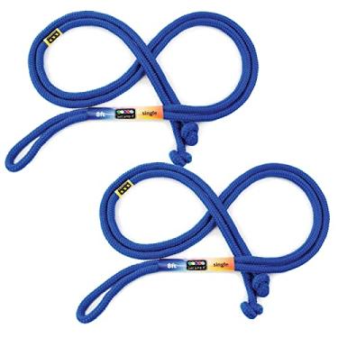 Imagem de Just Jump It Pacote com 2 cordas de pular para os pés de 2,3 m - Equipamento de exercício físico para jovens ao ar livre - Acessórios de ginástica de nylon trançado adequados para crianças - Azul