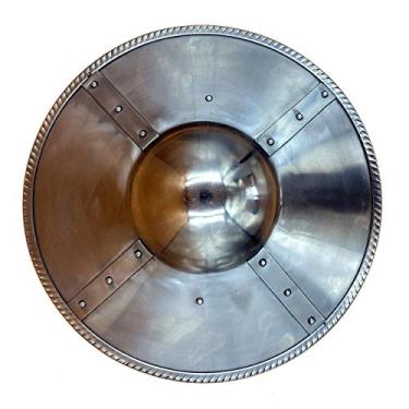 Imagem de AnNafi® Escudo Viking Knight Battle Ready | Knights Adult Buckler Shields | Armadura Medieval Real Combat Death Iron Archer Shields | LARP Reconstituição Montagem Rebitagem Aço Calibre 14 com Cabo de