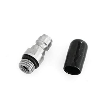 Imagem de heyous Pistola de ar de paintball de aço inoxidável Airsoft PCP Rifle de ar M8x1 conector de plugue rápido prata válvula de retenção unidirecional adaptador de mamilo de enchimento 1/8NPT