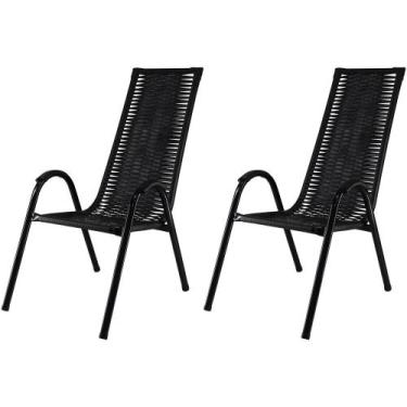 Imagem de Kit 2 Cadeiras Canadá Fibra Sintética Preto - Panero Móveis