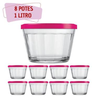 Imagem de Kit Potes Americano Tampa Sortida Grande Alimentos 1L - 8Un - NADIR FI
