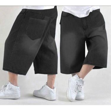 Imagem de Bermuda - larga - jeans - RR, Preto, 46