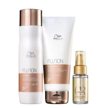 Imagem de Kit Wella Professionals Fusion shampoo 250ml + Condicionador 200ml + O