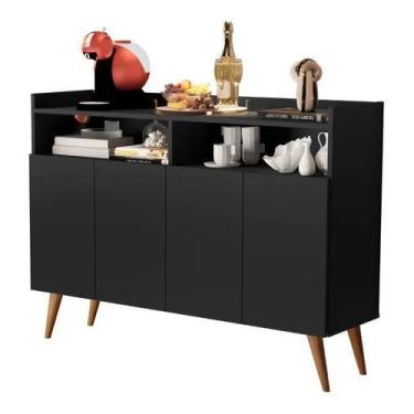 Imagem de Buffet delux delta classico 4 portas preto - Village Móveis
