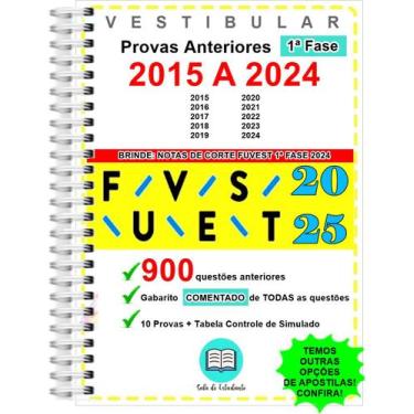 Imagem de Fuvest 1ª Fase Provas 2015 a 2024 Gabarito Comentado - Sala Do Estudan