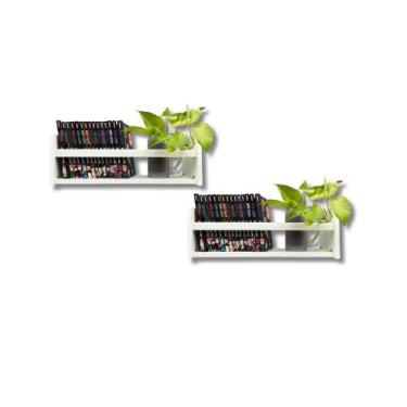 Imagem de Kit 2 porta livros nicho em mdf 80cm branco - J TEIXEIRA MOVEIS