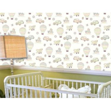 Imagem de Papel de parede adesivo infantil balão e carro( med. 90x300 cm) - ATIT