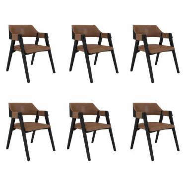 Imagem de Kit 6 Cadeiras Sala de Jantar e Jogos Carteados Madeira Maciça Poker P