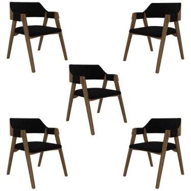 Imagem de Kit 5 Cadeiras Sala de Jantar e Jogos Carteados Madeira Maciça Poker V