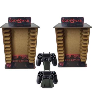 Imagem de Kit 2 Porta 11 Jogos Físico Gamer Gow + Suporte Controle 22x16,3x29,4 