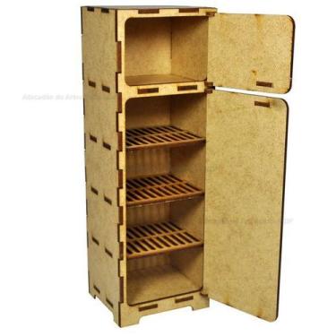 Imagem de Geladeira para Casa de Boneca com Portas Que Abrem 24x8x7,5 Laser Made