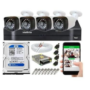 Imagem de Kit Cftv 4 Câmeras Segurança Hd 720p Dvr Mhdx Intelbras C/Hd 500gb