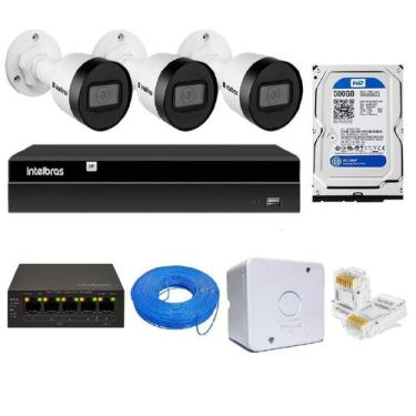 Imagem de KIT 3 CÂMERAS IP HD INTELBRAS VIPc 1230 B + NVD 1404 COMPLETO